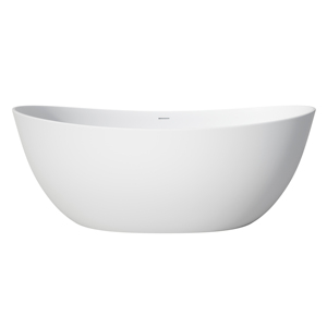 Baignoire ovale autoportante en surface solide blanche mate moderne pour adultes, usage hôtelier - Product Image 1