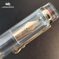 Jinhao 1935 stylo plume acrylique transparent grande pince de guitare, stylo de calligraphie à capuchon à vis convertisseur de grande taille