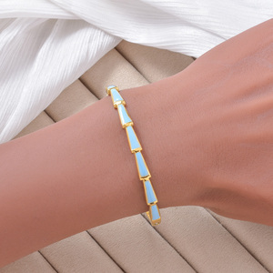 18k gold bulk wholesale gold plated delicate bamboo segment enamel decoration polished anti-fade daily elegant <b>bangle</b> <b>bracelet</b> - Product Image 3