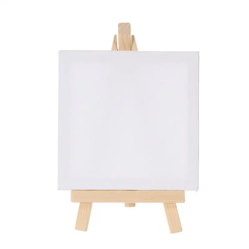 Mini caballete blanco para pintar, lienzo con marco de 5 pulgadas, 3x3, paquete de 12 unidades