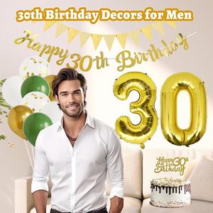 Kit <span class=keywords><strong>de</strong></span> decoraciones <span class=keywords><strong>de</strong></span> <span class=keywords><strong>cumpleaños</strong></span> <span class=keywords><strong>30</strong></span> con <span class=keywords><strong>30</strong></span> números <span class=keywords><strong>de</strong></span> globos Topper <span class=keywords><strong>de</strong></span> <span class=keywords><strong>pastel</strong></span> feliz <span class=keywords><strong>30</strong></span> globos dorados blancos verdes salvia <span class=keywords><strong>para</strong></span> hombres y mujeres - Product Image 5