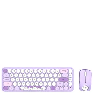 Mini clavier à touches rondes mignon de conception de mode pour les filles et les enfants cadeau ensemble de clavier et de souris sans fil