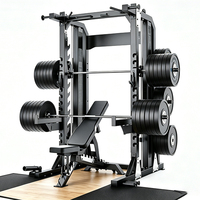Système de rack de musculation intégré combinant machine Smith, cage à squats, appareil de tractions et station de développés assis