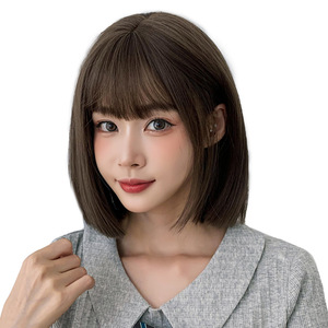 วิกผมสั้นผู้หญิง ทรงบ๊อบสไตล์<span class=keywords><strong>เกาหลี</strong></span> น่ารัก มีหน้าม้าแบบการ์ตูน ผมยาวประบ่า วิกผมเต็มศีรษะ ทรงบ๊อบ ใช้เส้นใยทนความร้อนสูง - Product Image 5