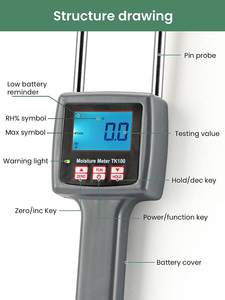 TK100ขี้เลื่อยดิจิตอลแบบผงขี้เลื่อยไม้หญ้าแห้งพีทไม้เครื่องทดสอบความชื้นฝุ่น - Product Image 4