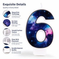 Bougies d'anniversaire en gros chiffres galactiques 0-9, ensemble complet avec base robuste, pour magasin d'articles de fête