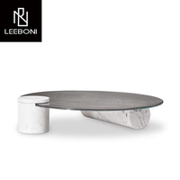 Meubles de salon sur mesure Tables basses centrales en marbre + verre Table basse moderne de luxe avec dessus en verre