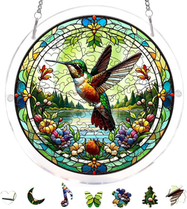 Ornement suspendu <span class=keywords><strong>pour</strong></span> fenêtre en forme de colibris, pièces de puzzle irrégulières, attrape-soleil en acrylique DIY <span class=keywords><strong>pour</strong></span> la maison et le jardin - Product Image 1