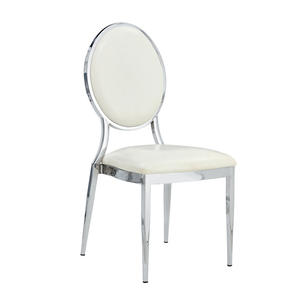 Chaise de banquet empilable pour hôtel, mariage ou réception, avec dossier rond, cadre en or et argent, coussin en cuir polyuréthane ou en tissu - Product Image 2