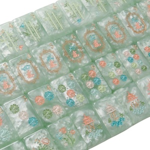 Fichas de Mahjong de Acrílico Personalizadas de Lujo en Azul Claro, con Impresiones de Madreperla Brillante, Portátiles, Ecológicas, Resistentes al Agua, Únicas - Product Image 1