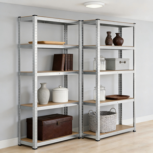 מדפי מתכת ללא ברגים, מדפי פלדה בעלי 5 קומות, מדפים מתכווננים בגובה, מדפי אחסון למטבח, מתקן תצוגה - Product Image 3