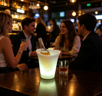 Seau à glace LED multicolore étanche IP65, rechargeable, avec télécommande, refroidisseur de vin lumineux, Noël, Halloween