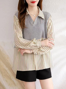 Top informal de otoño para mujer, nuevo conjunto de dos piezas de punto falso de manga larga de <span class=keywords><strong>estilo</strong></span> explosivo, elegante, ajustado para chicas regordetas, patrón sólido - Product Image 2