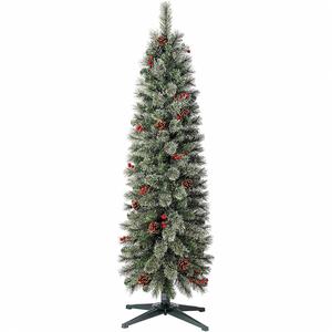 Venta al por mayor de fábrica: Lápices de PVC con diseño de árbol de Navidad, agujas de pino florales y 150 luces LED blancas, con piñas y bayas. - Product Image 1