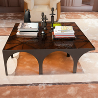 Table basse italienne de luxe moderne en acier inoxydable haut de gamme pour salon, villa, hôtel, table à café et à thé