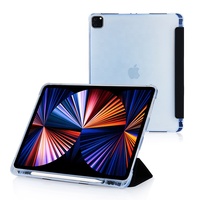 Housse de tablette transparente givrée en TPU, étui de protection antichoc en cuir PU pour iPad 10e génération Pro 12.9
