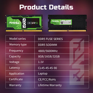 หน่วยความจำแรม PUSKILL Series DDR5 ประสิทธิภาพสูง 8GB 16GB 32GB DDR5 4800Mhz SODIMM 5600Mhz สำหรับคอมพิวเตอร์โน้ตบุ๊ก - Product Image 3