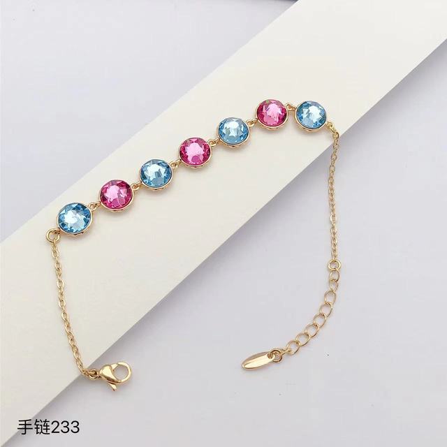 Xuping Jingjing Mixed Color Noble Alloy Exaggerate All Diamond Female Geometry Glass Banquet Accessories Wholesale Bracelet