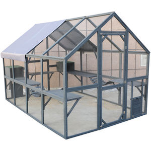 Recinto grande para gatos Cat Run Catio de madera para gatos Casa para gatitos al aire libre con puentes, paseos, casas pequeñas, cubierta de techo de 110 pulgadas - Product Image 2