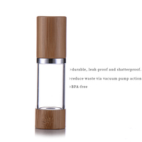 Flacon pompe sans air personnalisable en PP et bambou, écologique, 15ml 30ml 50ml, vide, pour cosmétiques, lotion, sérum, crème visage