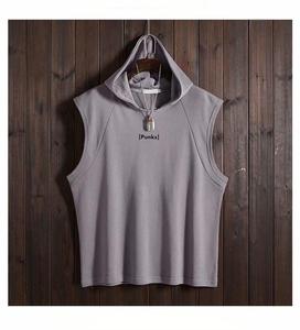 Logo brodé imprimé gilet de sport régulier perlé à capuche entraînement débardeurs coupe numérique été Fitness vêtements surdimensionné - Product Image 1