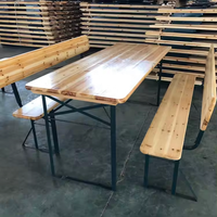 Europe Festival Événement 6ft En Bois 3 Pièces Robuste Portable Pique-Nique 220 Jardin En Bois Pliant Bière Table Banc Ensembles Avec Dossier