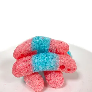 Gefriergetrocknete Zuckerwürmer Sour Worms Crisp und Crunchy Zuckerwaren neu eingetroffen