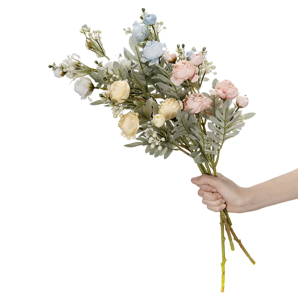 MW83112 Tissu de fleurs artificielles tige de rose en stock Ranuculus à bas quantité minimale de commande pour baby shower maison mariage décoration printanière