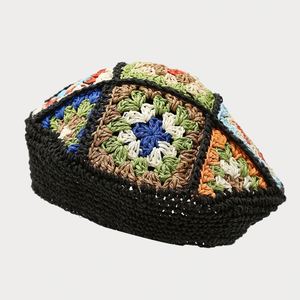 Japanese Artistic Beret <b>Small</b> Fresh Fashion Flower Handmade Weaving Paintsman's Hat for Spring Summer Beach Vacation Casual - Product Image 6