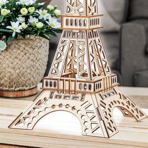 Rompecabezas de madera <span class=keywords><strong>3D</strong></span> hechos a mano de dibujos animados París <span class=keywords><strong>Torre</strong></span> <span class=keywords><strong>Eiffel</strong></span> rompecabezas educativo DIY juguete para niños puesto DIY estilo juguete de madera - Product Image 3