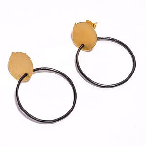 Joyería de pendiente de rodio negro y oro de alta calidad, joyería de pendiente hecha a mano, proveedor de joyería de Pendiente de oro Vermeil de latón - Product Image 1