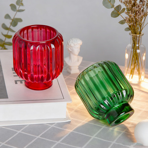 <span class=keywords><strong>Portacandele</strong></span> in <span class=keywords><strong>Vetro</strong></span> Verde a Righe Verticali Personalizzato all'Ingrosso, Supporto per Candele e Tealight da 350g per Matrimoni e Feste - Product Image 3