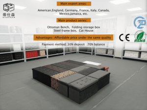 Nouvelle arrivée 2025, banc ottoman convertible <span class=keywords><strong>en</strong></span> lin gris personnalisé <span class=keywords><strong>en</strong></span> usine, pour le bout du lit, repose-pieds et grand <span class=keywords><strong>coffre</strong></span> de rangement pour jouets - Product Image 6