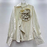 Chemises à manches longues à fleurs 3D et volants, style patchwork, coupe ample décontractée, col rabattu, boutonnage simple, chemises tendance