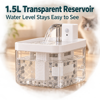Fontaine à eau automatique pour chat 1,5 L Distributeur d'eau d'intérieur avec capteur de débit et filtre