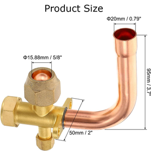 Chất Lượng Cao Ngoài Trời Brass Điều Hòa Không Khí Các Bộ Phận 1/4 \ "3/8 \" 1/2 \ "5/8 \" Đồng Chia Dịch Vụ Van L Uốn Cong Gas Dừng <span class=keywords><strong>AC</strong></span> - Product Image 2