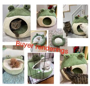 Fabrik Großhandel Plüsch warmes Hunde bett drei kleine Frosch Serie Katzen nest Herbst und Winter Leder Haustier Bett - Product Image 6