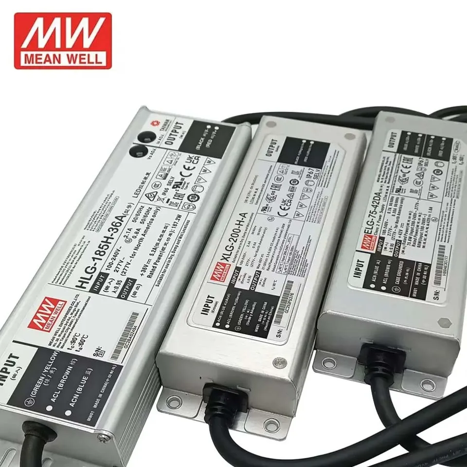 8W ถึง600W 12V 24V 36V 48V 54V Meanwell ไดรเวอร์ LED หรี่แสงได้กันน้ำ IP65/IP67แหล่งจ่ายไฟหมายถึงไดรเวอร์ที่ดี