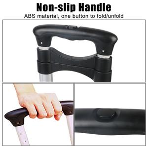 Chariot de transport pliable portable à tige télescopique 1 pièce pour bagages, courses, transport de marchandises, camping et voyages en extérieur - Product Image 4