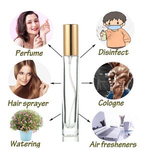 Mini frasco de perfume transparente de 10 ml, redondo, vacío, con base gruesa, pulverizador, tapa de rosca, serigrafía. - Product Image 3