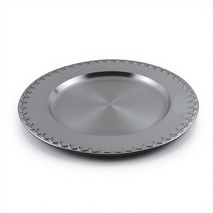 Plaques de chargeur en argent de mariage, assiette de chargeur en argent transparent de mariage en gros, nouveau Design en acier inoxydable - Product Image 1