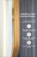 Miroir de salle de bain intelligent réglable en verre avec cadre en aluminium, design moderne, montage mural, interrupteur tactile