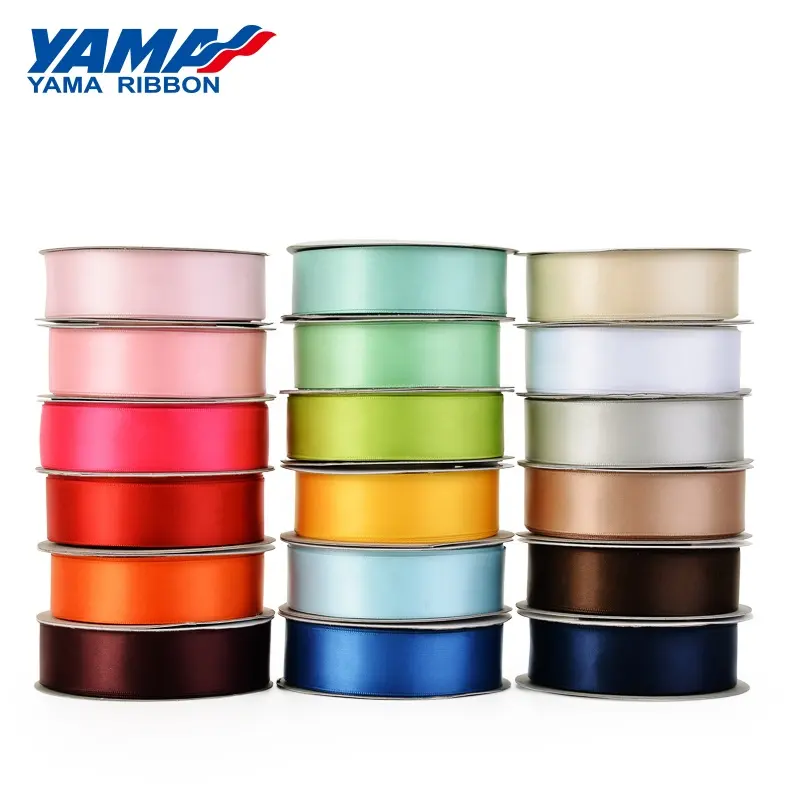 Yama Factory Stock al por mayor 196 colores 1 pulgada 25MM cinta de satén de poliéster 100 yardas/rollo