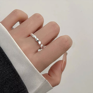 S925 Sterling Silver Geometric <b>Open</b> <b>Ring</b> With Sparkling Fragments Unisex Everyday Wear Jewelry - Product Image 3