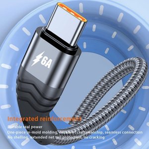 6A TYPE-C Datenkabel 66W Schnell ladung für Huawei Xiaomi Samsung OPPO Handy Geflochtenes Nylon-Ladekabel - Product Image 4