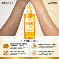 Gel Douche Doux Oalen à la Curcumine et à l'Acide Kojique, Enrichi en Niacinamide et Vitamine C, Améliore le Teint Inégal