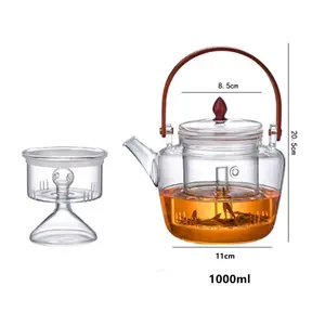 Fabrika fiyat mutfak ısıya dayanıklı kurşunsuz cam çaydanlık borosilikat cam çaydanlık için gaz sobası