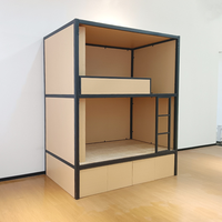 Lit superposé modulaire en bois moderne sur mesure avec armoire de rangement et étagères, lit mezzanine 2 personnes pour dortoir étudiant/auberge, taille et couleur personnalisables