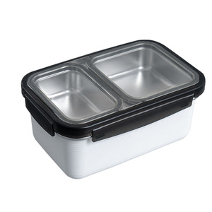 Stainless Steel <b>Lunch</b> Box Divided Insulated Bento Box With Lid For Students Rectangle Solid Color Seal Lid - Product Image 4