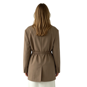Blazer Oversize para Mujer A&J Apparel OEM, Cintura Elástica Ajustable, Solapa con Muescas, Bolsillos de Parche, Color Mocha Cocoa, Lujo Discreto, Personalizado 2026 - Product Image 2